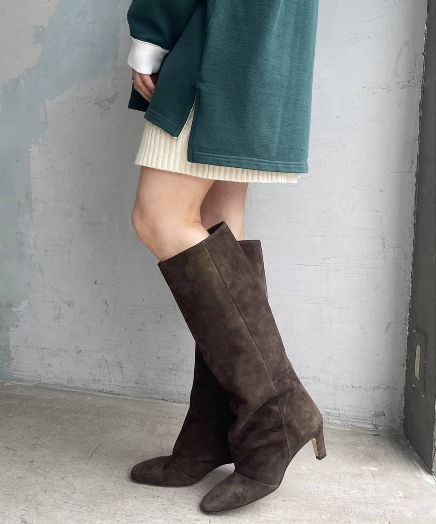 CORSO ROMA 9 / コルソローマノーヴェ】スエードヒールロングブーツ