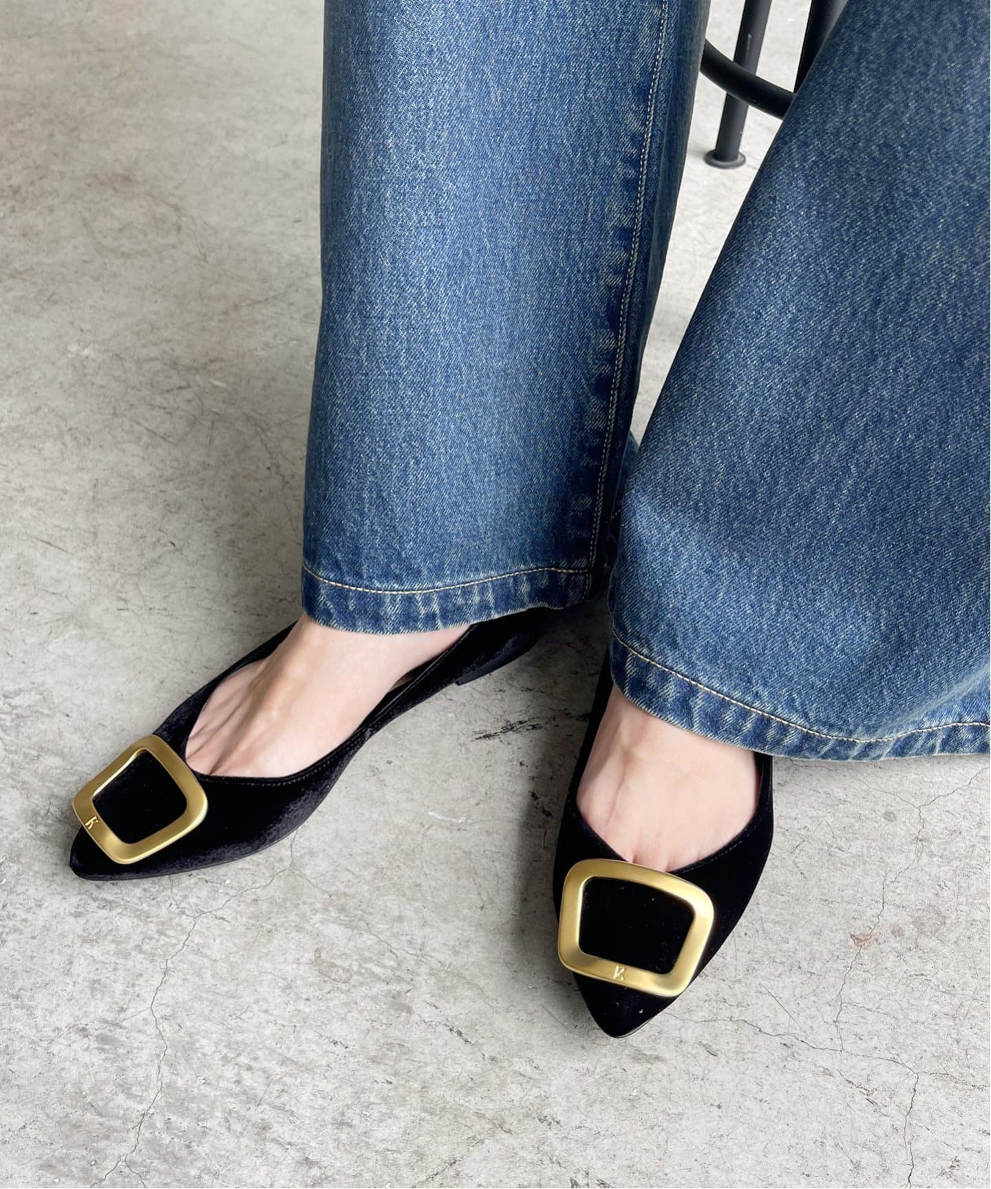 FABIO RUSCONI / ファビオルスコーニ】ベロアフラットシューズ