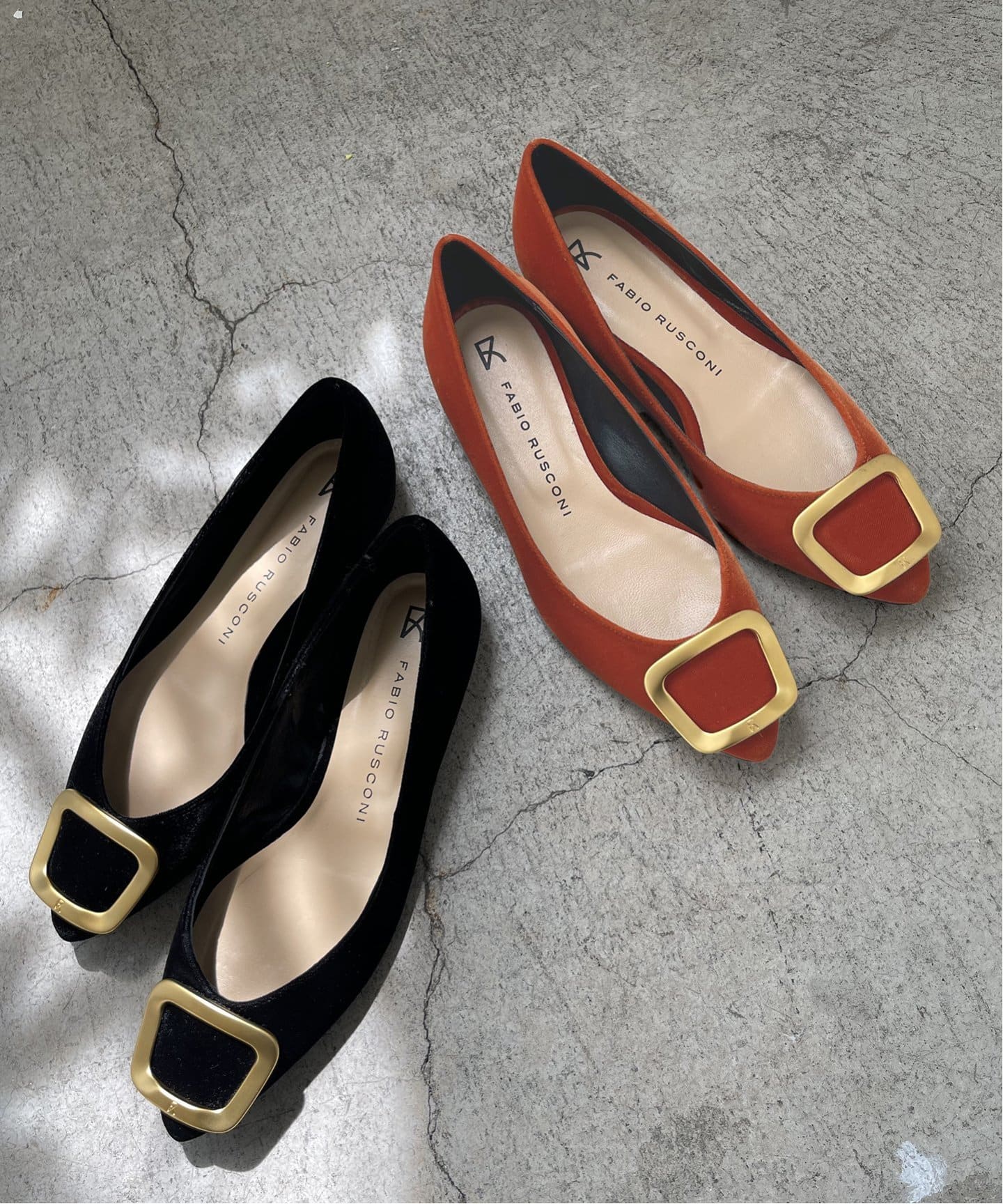 FABIO RUSCONI / ファビオルスコーニ】ベロアフラットシューズ