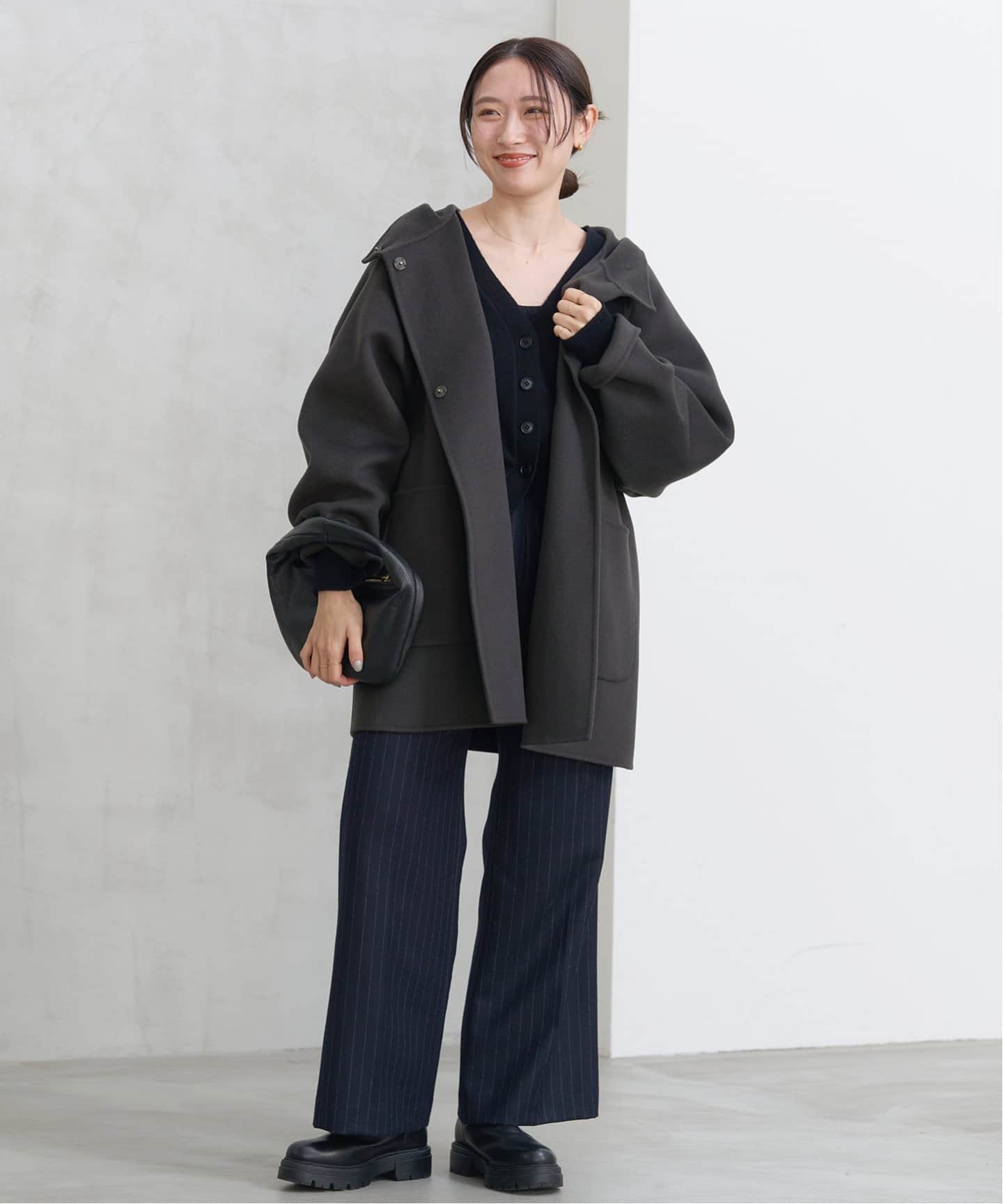 SUPER120 ダブルフェイスフードコート（その他ブルゾン／アウター