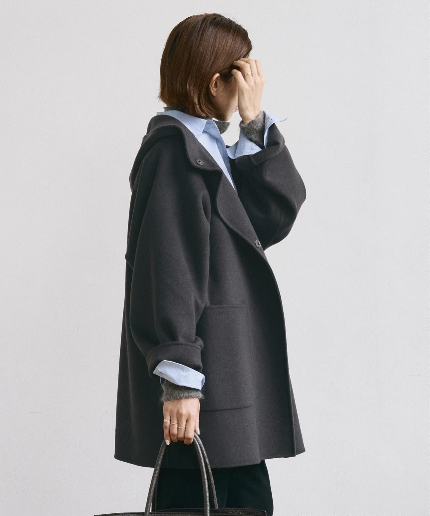 SUPER120 ダブルフェイスフードコート（その他ブルゾン／アウター