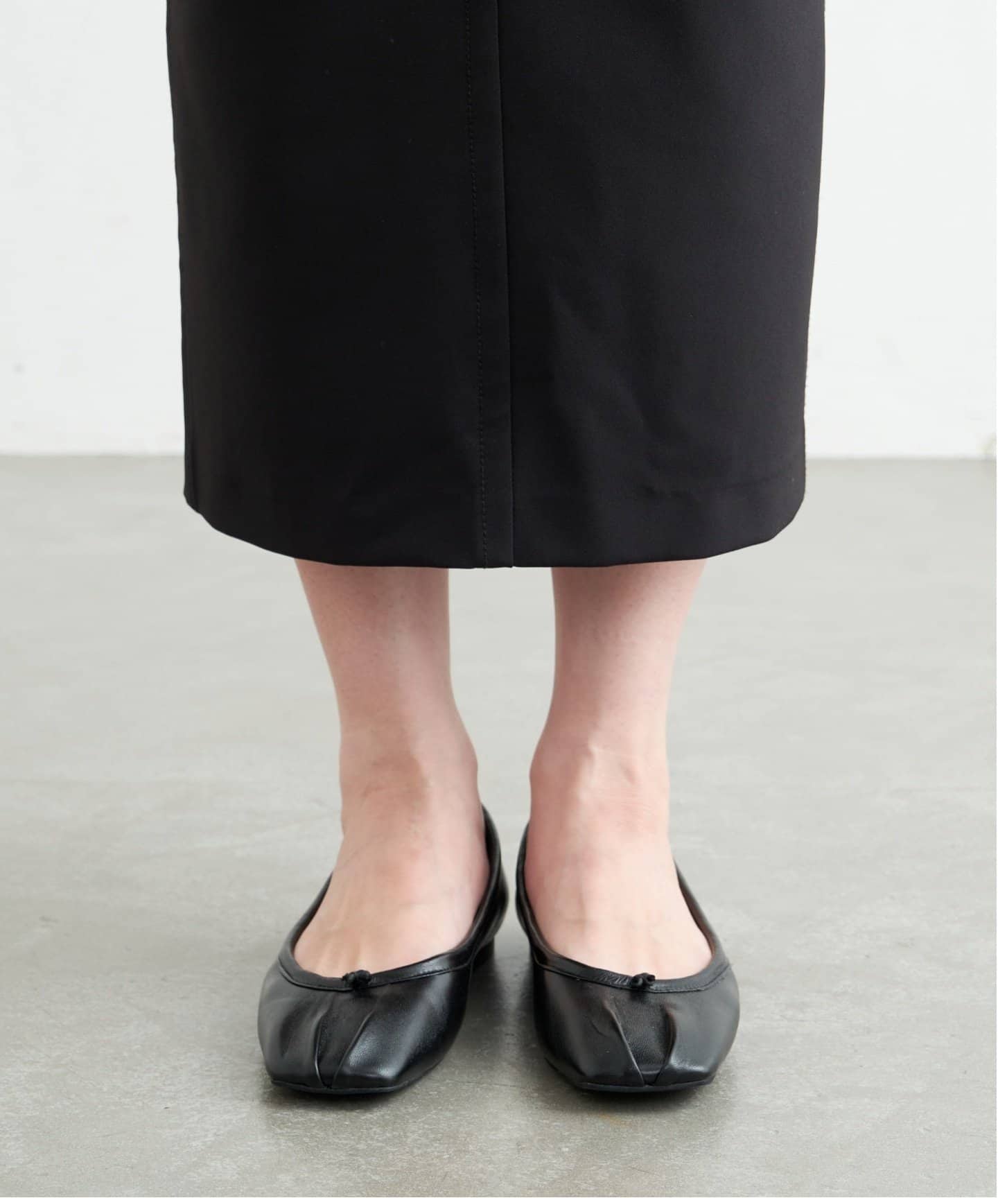 GRISEレザースクエアプリーツフラット（フラットシューズ）｜LE TALON