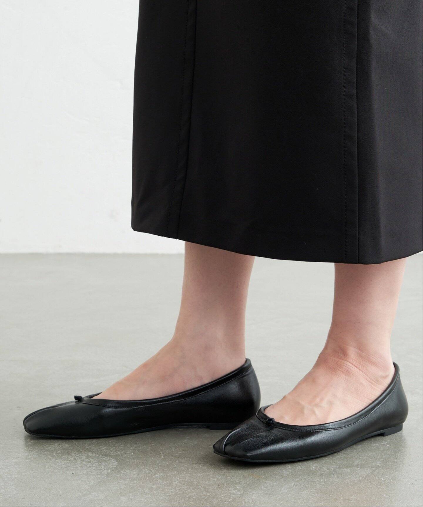 GRISEレザースクエアプリーツフラット（フラットシューズ）｜LE TALON