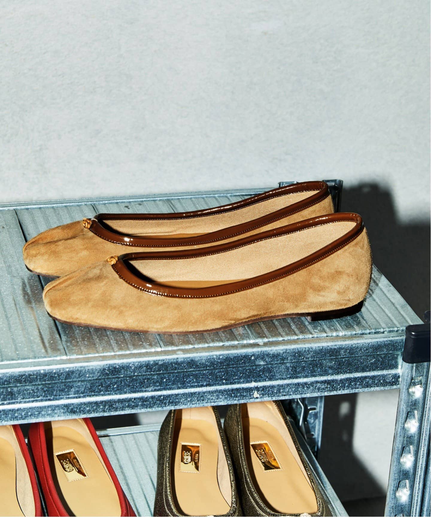 GRISEレザースクエアプリーツフラット（フラットシューズ）｜LE TALON