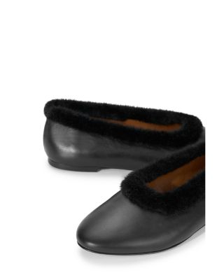 STAUD Women's Alba Faux Fur Trim Ballet Flats | Bloomingdale's