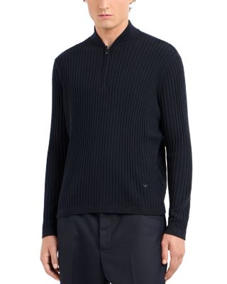 Emporio Armani Rib Knit Quarter Zip Sweater | Bloomingdale's