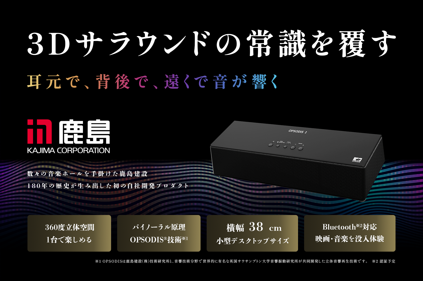 鹿島建設 OPSODIS 1 バイノーラル立体音響サウンドバー 鹿島建設