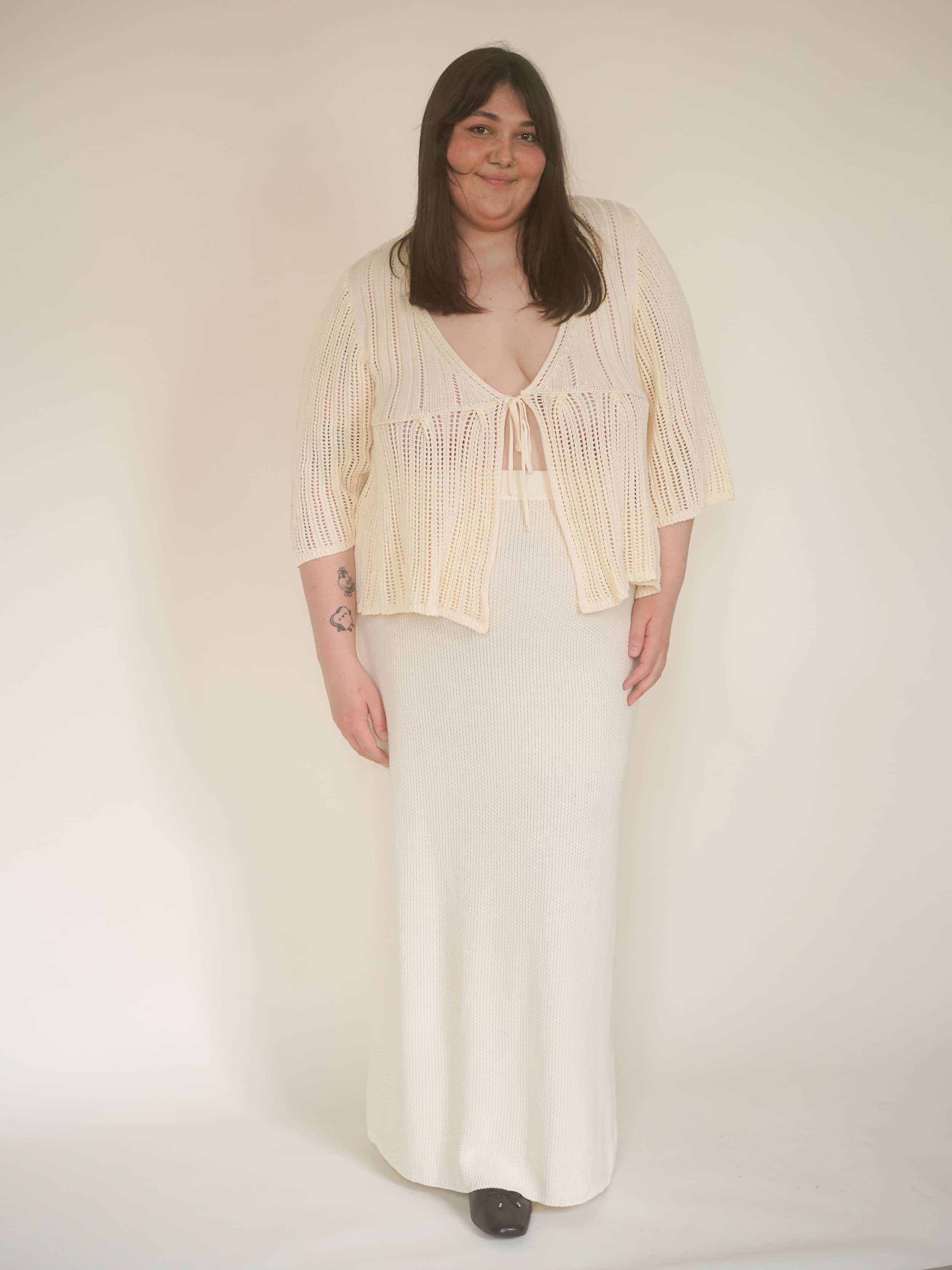 トップス LAYERED SET ccordion a TOPS cream