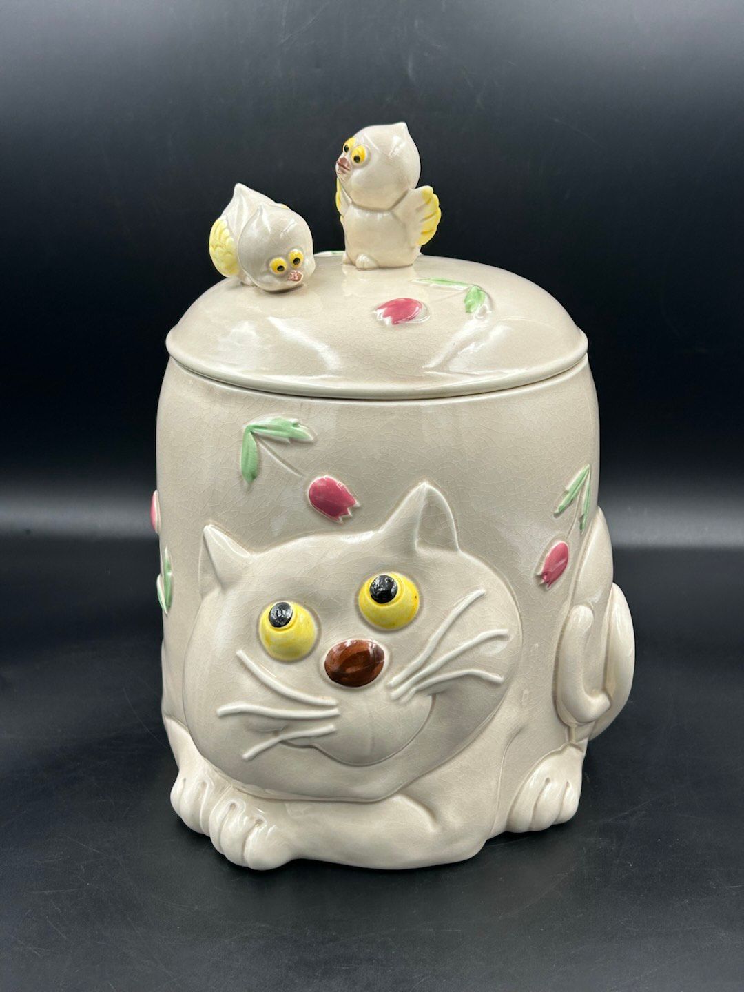 Niknax · Vintage 1960S Japan Cat Cookie Jar With Chicks On Lid