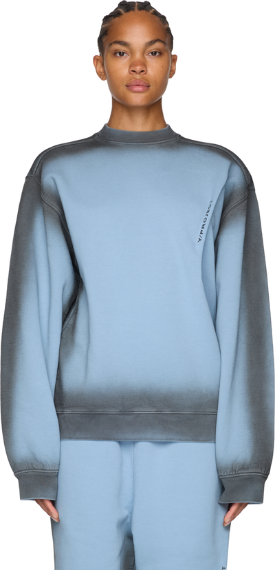 Y/Project Spray Printed Pinched Logo Sweatshirt in Blue
