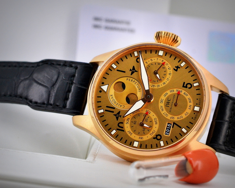 21181) IWC Big Pilot Perpetual Calendar Champagne Dial 18K Rose
