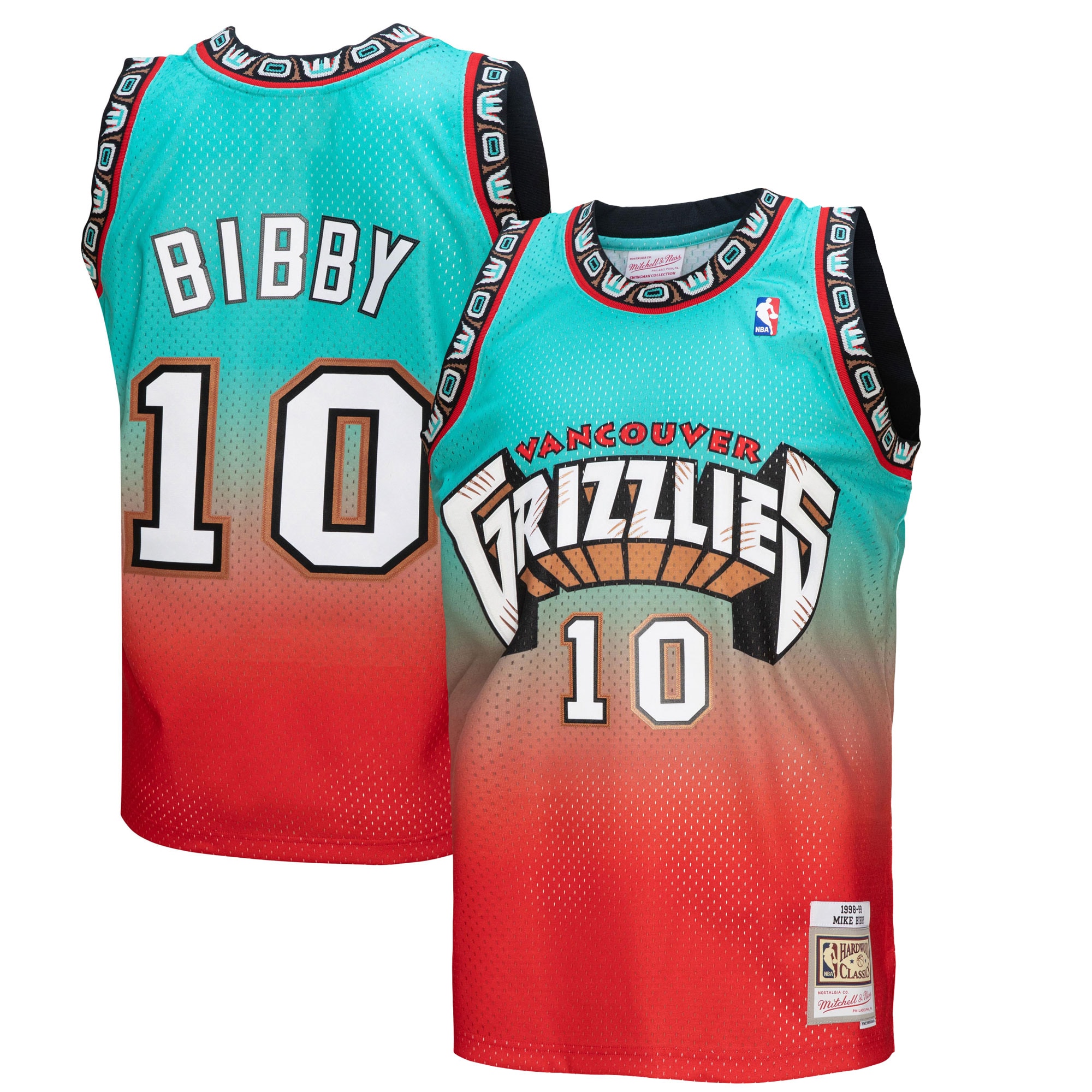 Men's Mitchell & Ness Mike Bibby Red/Teal Vancouver Grizzlies 1998