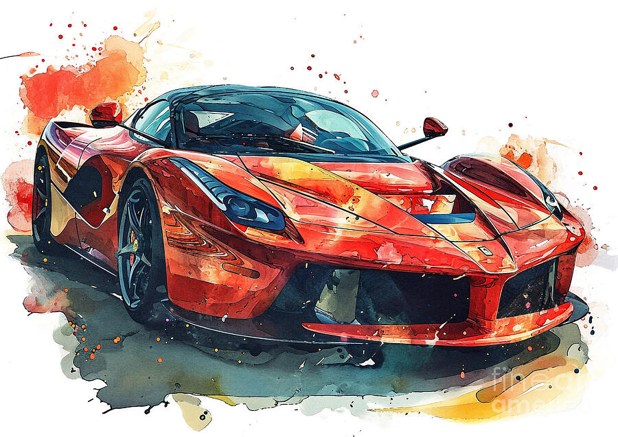 Ferrari LaFerrari auto vibrant colors Painting by Clark Leffler