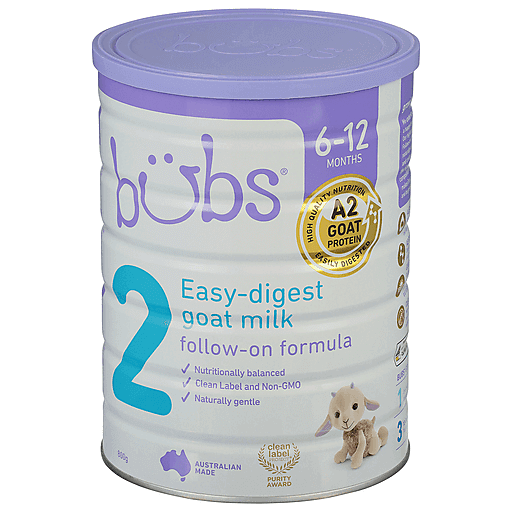 Bubs Follow-On Formula, Easy-Digest Goat Milk, 2 (6-12 Months) 800