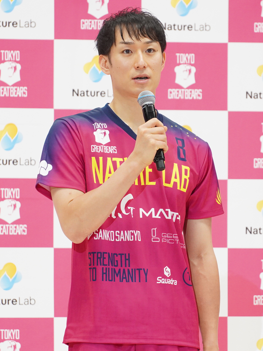 エースの柳田将洋選手＝東京グレートベアーズ、新チームお披露目