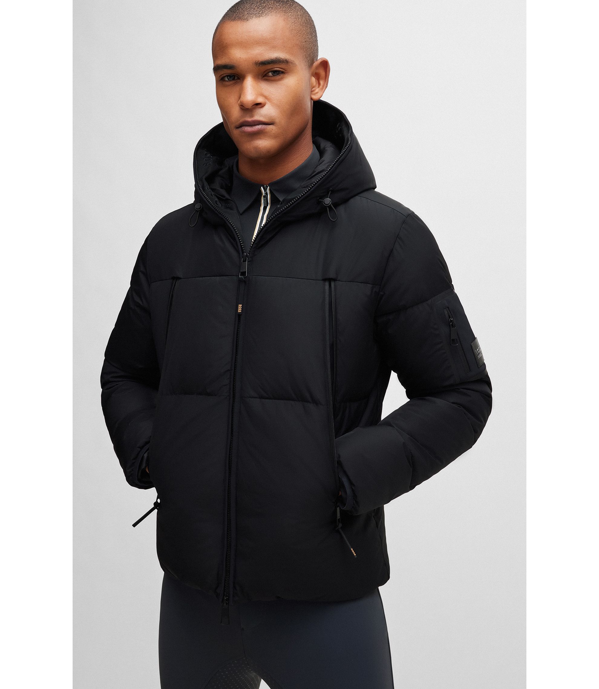 BOSS - 乗馬 フーデッドパファージャケット フリースライニング付き