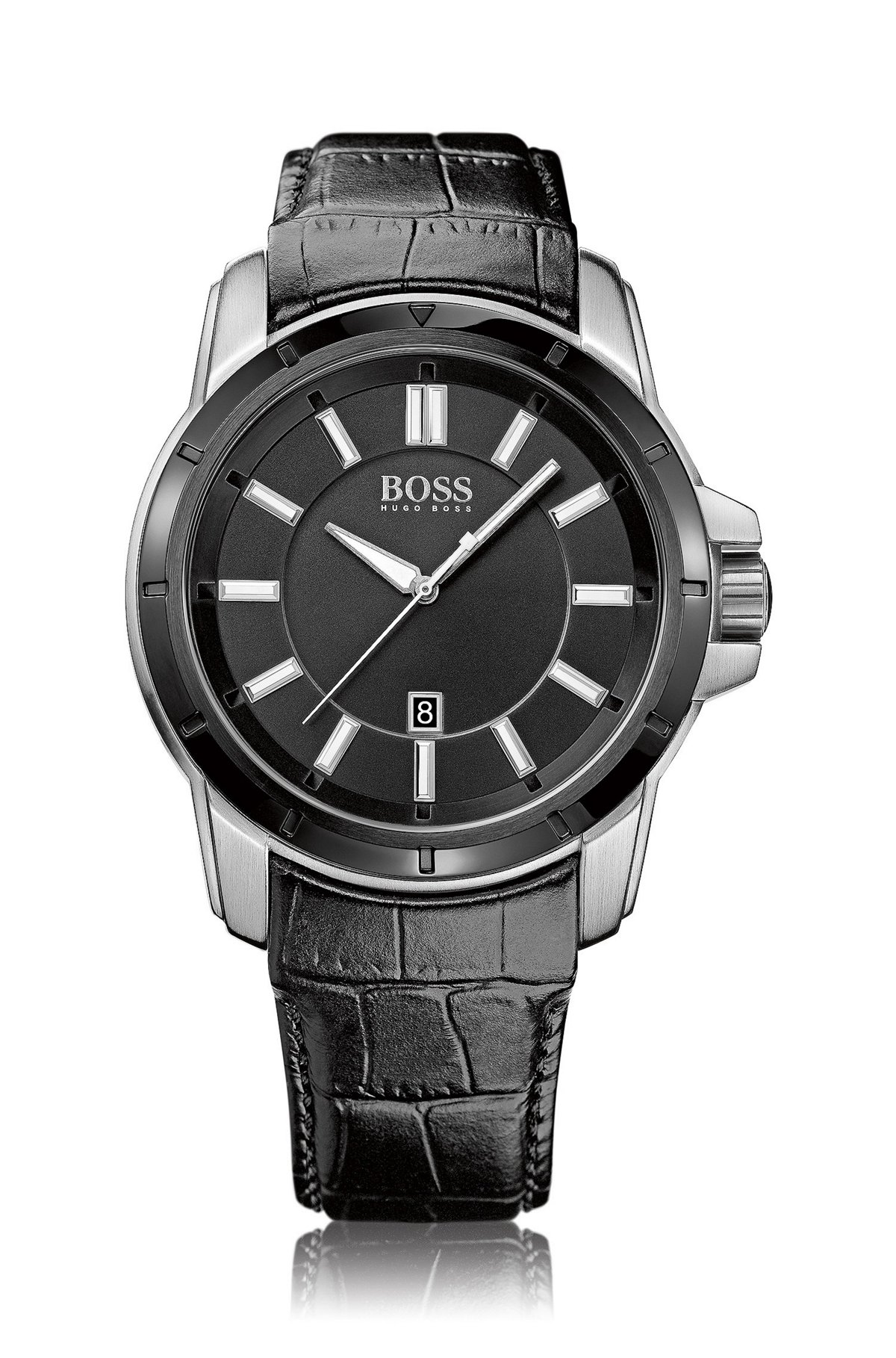 BOSS - '1512922' | Black Crocodile Leather Strap Quartz Watch