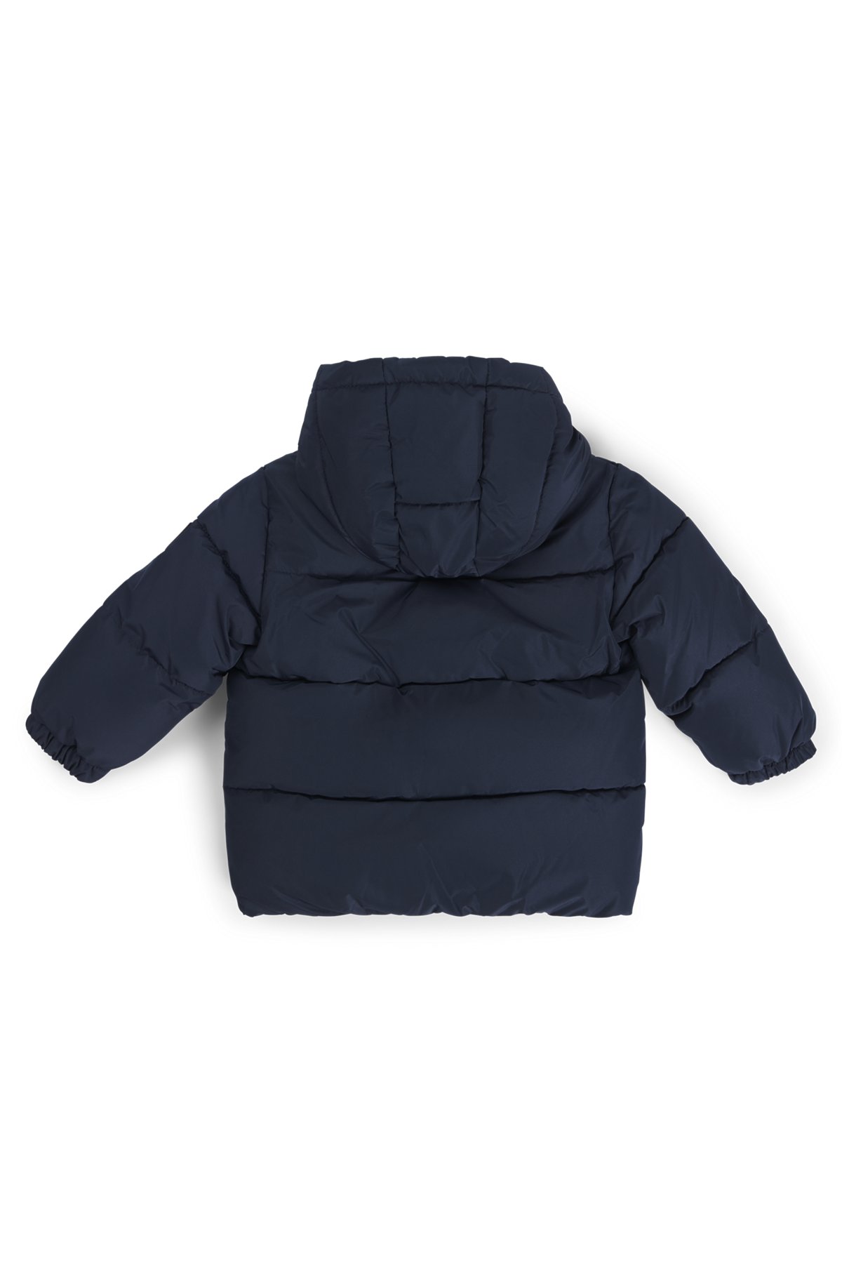 BOSS - Kids' water-repellent padded jacket with logo print - Dark Blue