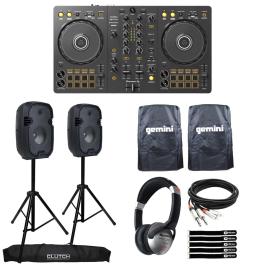 Pioneer DJ DDJ-FLX4 with PartyBox Rave8 & Stands | IDJNOW