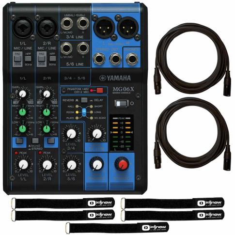 Yamaha MG06X 6-Input Effects Mixer with Cables Pack | IDJNOW