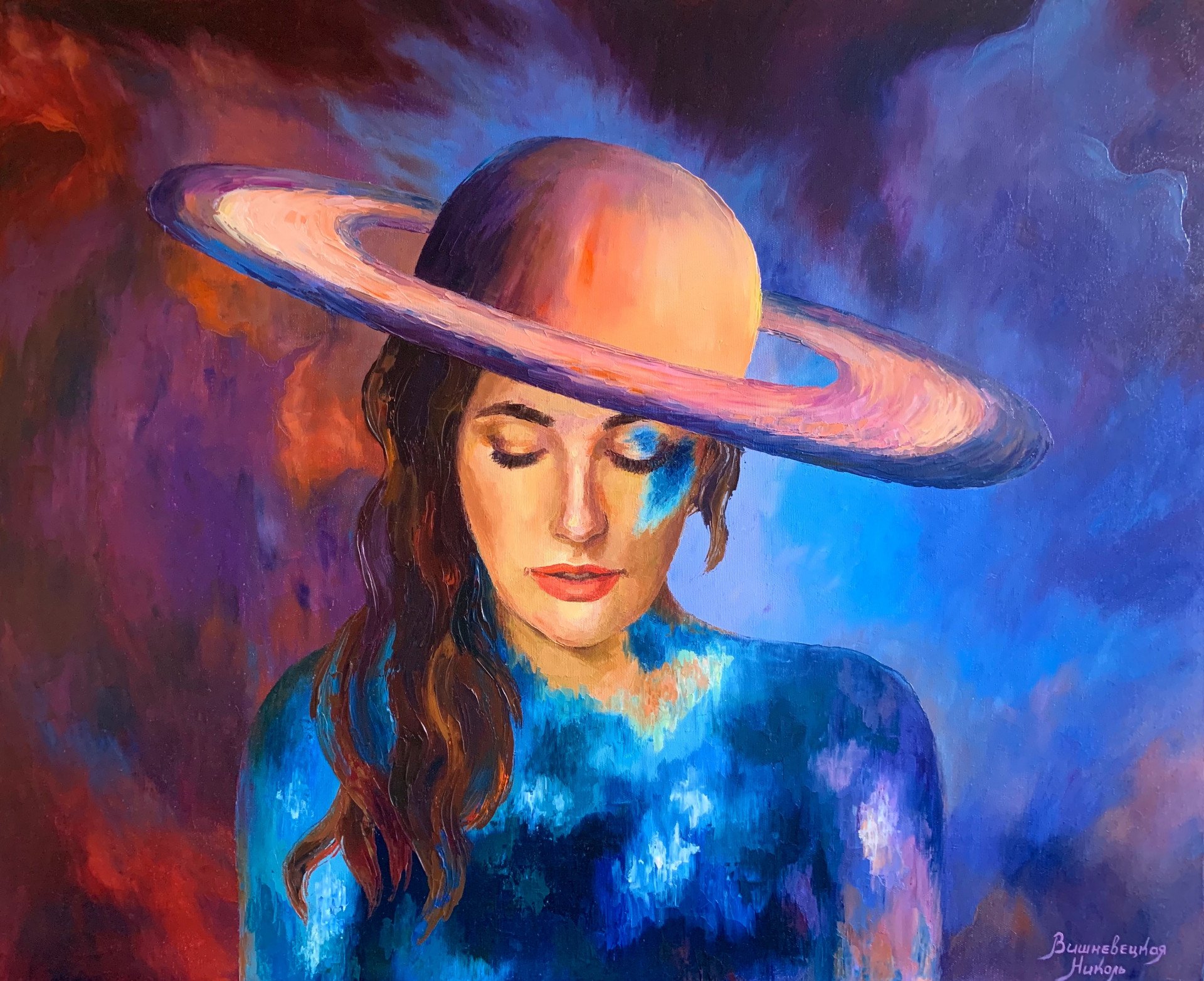 Saturn Painting by Nicole Vishnevetska - Jose Art Gallery