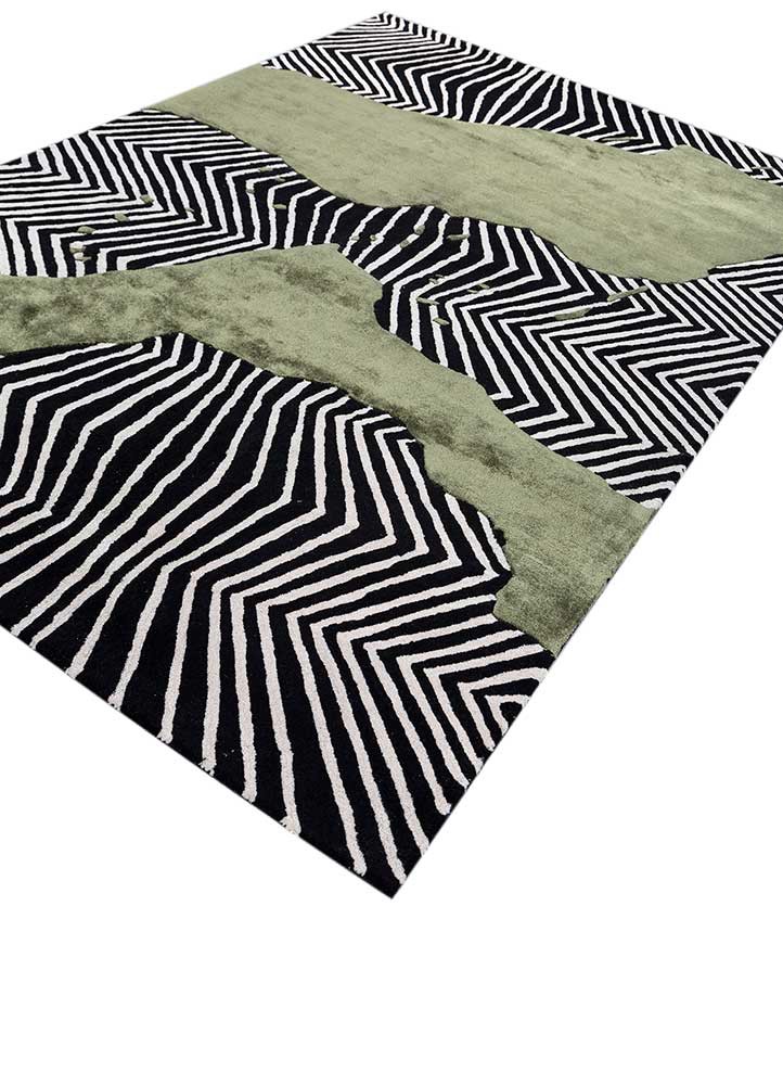 Adrift Grey & Black Hand Tufted Wool & Viscose Rugs - Tra-15223
