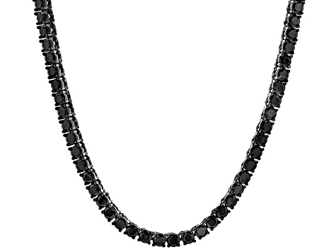 Black Cubic Zirconia Black Rhodium Over Brass Tennis Necklace