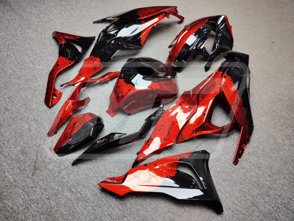Kawasaki ZX6R 2024-2026 Gloss Black & Red Wreckage ABS Fairings