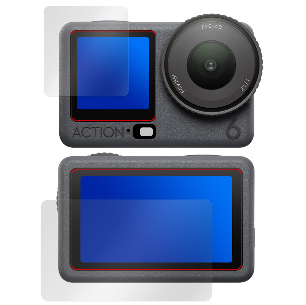DJI Osmo Action 6 用 保護フィルム | 表面・背面セット, 高光沢・AR