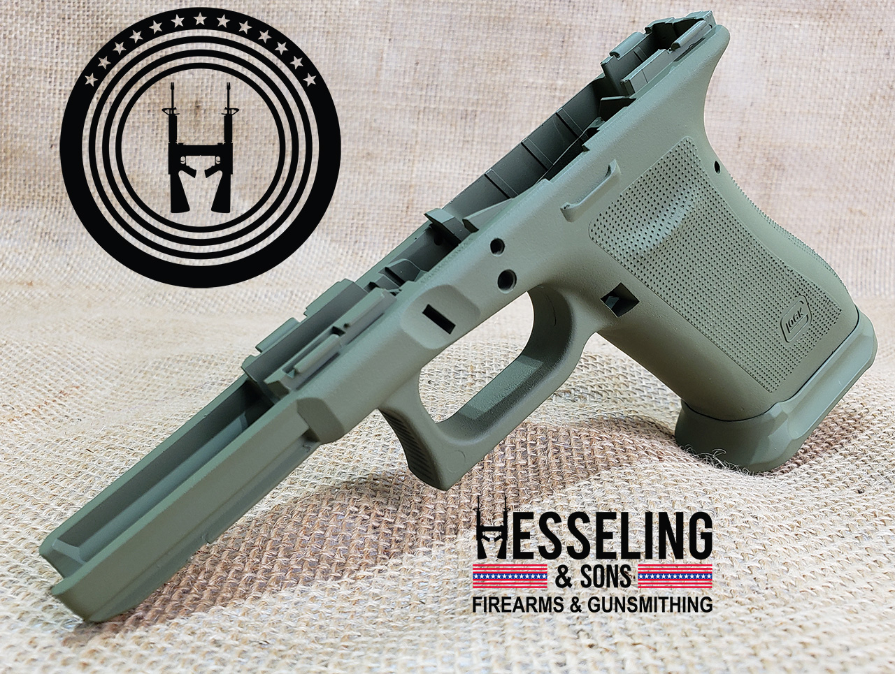Glock 17 Frame Cerakoted using Noveske Bazooka Green | Cerakote