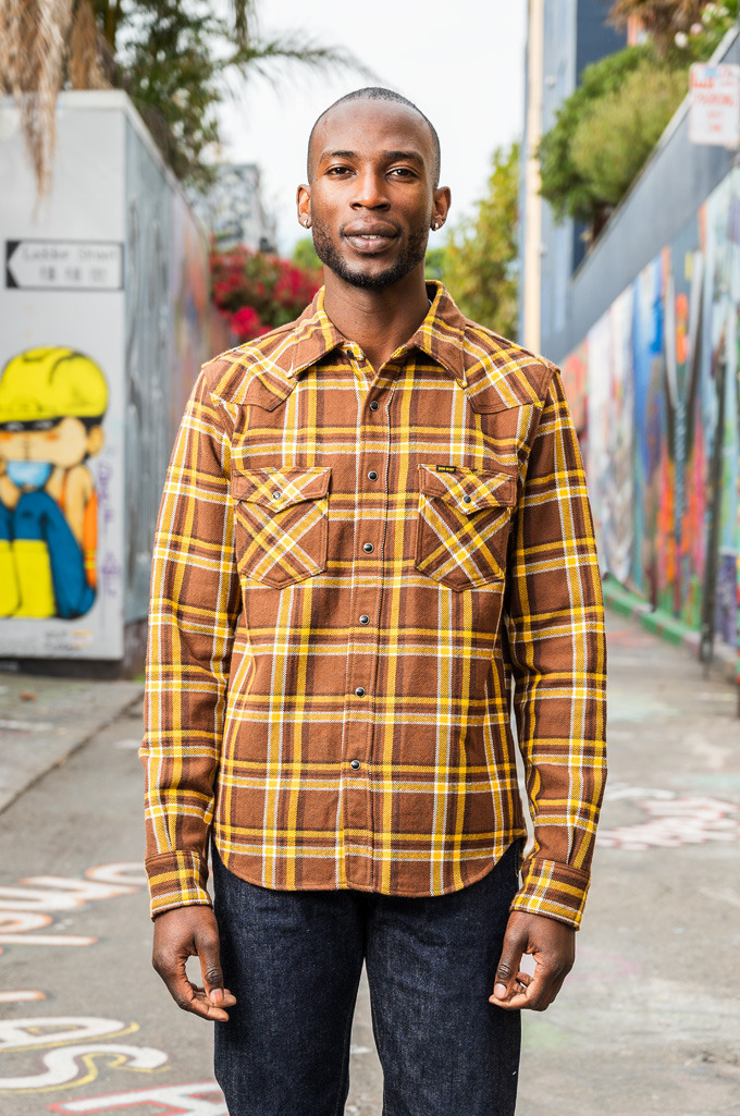 Iron Heart Ultra-Heavy Snap Buttoned Flannel - IHSH-372-BRN