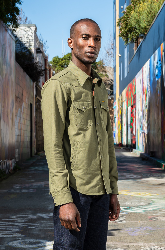 Iron Heart 9oz Military Serge CPO Shirt - IHSH-381-OLV - Olive w