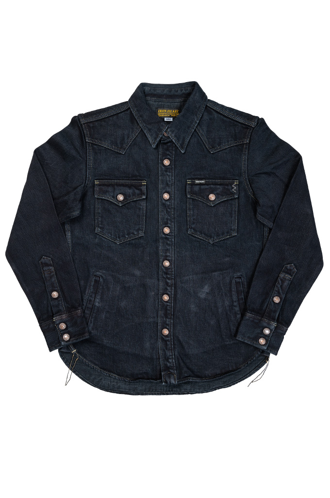 Self Edge x Iron Heart 19oz Denim CPO Shirt - SEXIH25-CPOOD - Overdyed