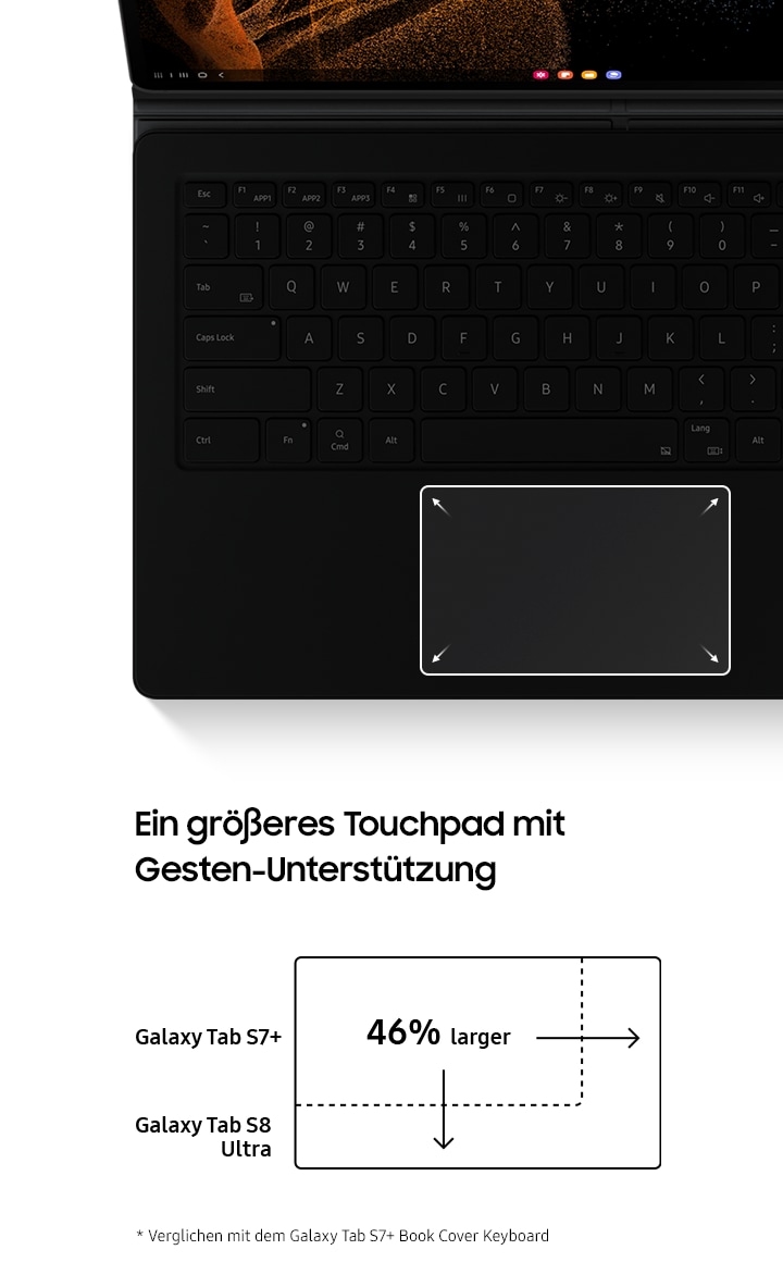 Book Cover Keyboard EF-DX900 für das Galaxy Tab S8 Ultra black