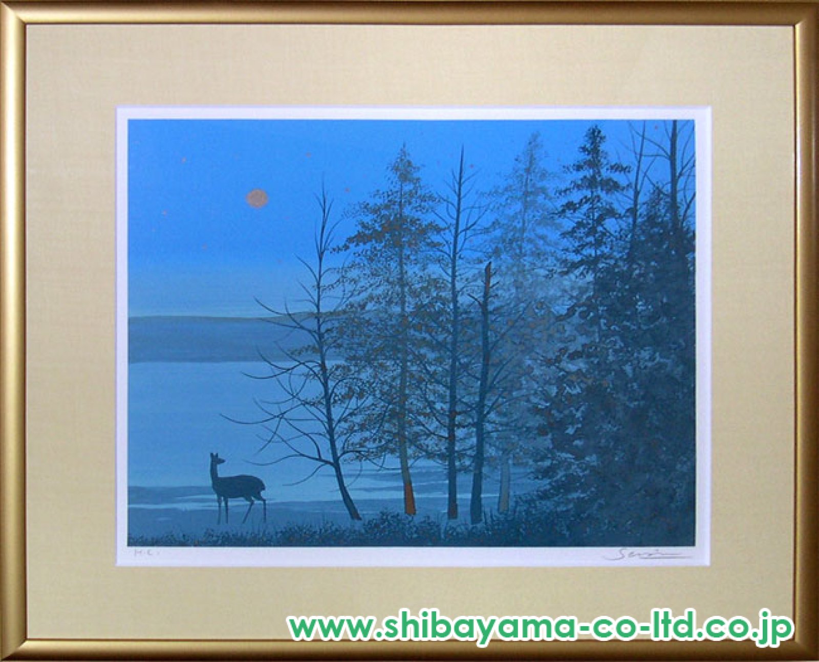 千住博「月下の湖畔」シルクスクリーン :: 絵画買取・販売 - シバヤマ