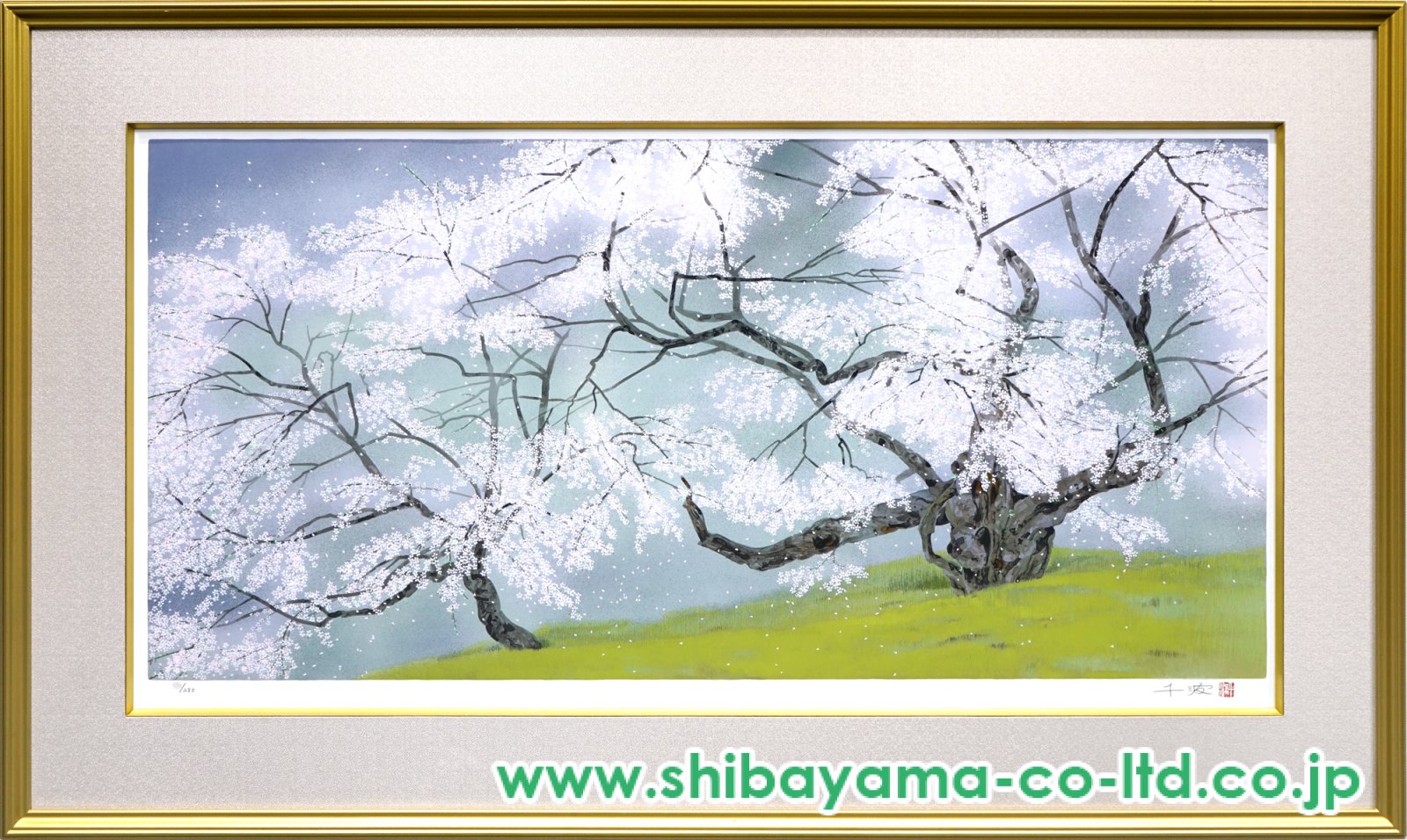 中島千波「臥龍桜」シルクスクリーン :: 絵画買取・販売 - シバヤマ