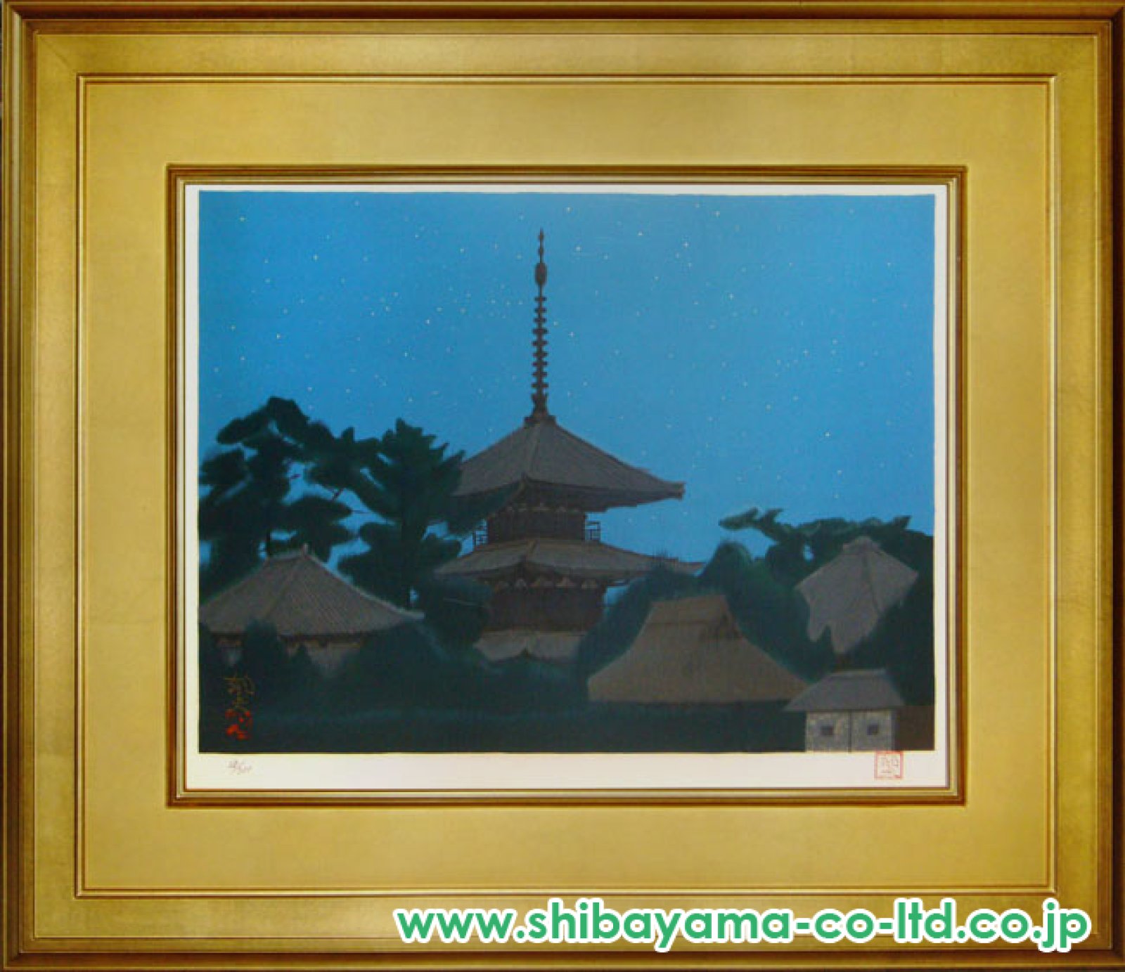 平山郁夫「夜の法起寺」リトグラフ :: 絵画買取・販売 - シバヤマ