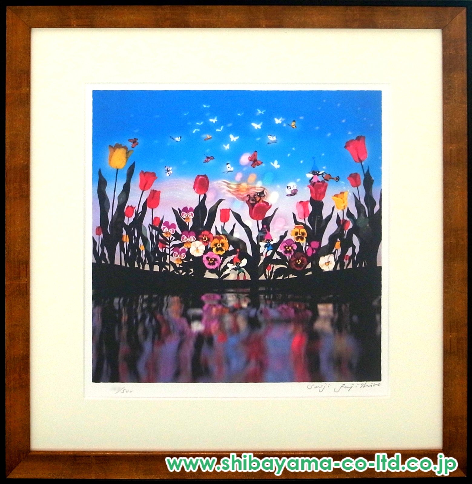 藤城清治「花と少女」リトグラフ :: 絵画買取・販売 - シバヤマ