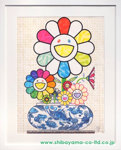 村上隆「青花の壷に村上フラワー」オフセットプリント :: 絵画買取