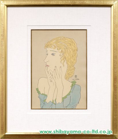 藤田嗣治「ブロンドの女」木版画 :: 絵画買取・販売 - シバヤマ