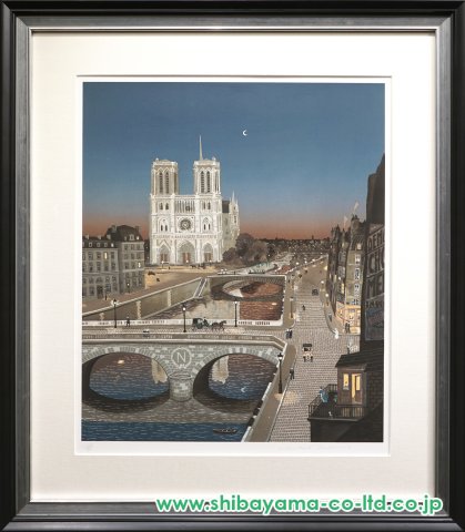 ミッシェル・ドラクロワ「夜のノートルダム寺院」シルクスクリーン