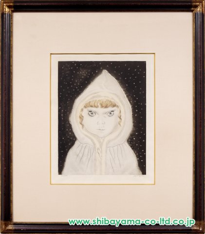 藤田嗣治「子供十態より『雪ん子』」ドライポイント＋カラーエッチング