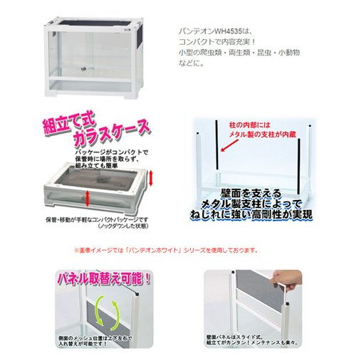 爬虫類ケージ 三晃商会 パンテオン ホワイト WH4535(45.5×30.5×35cm