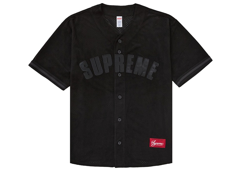 Supreme Ultrasuede Mesh Baseball Jersey Black Men's - SS24 - US