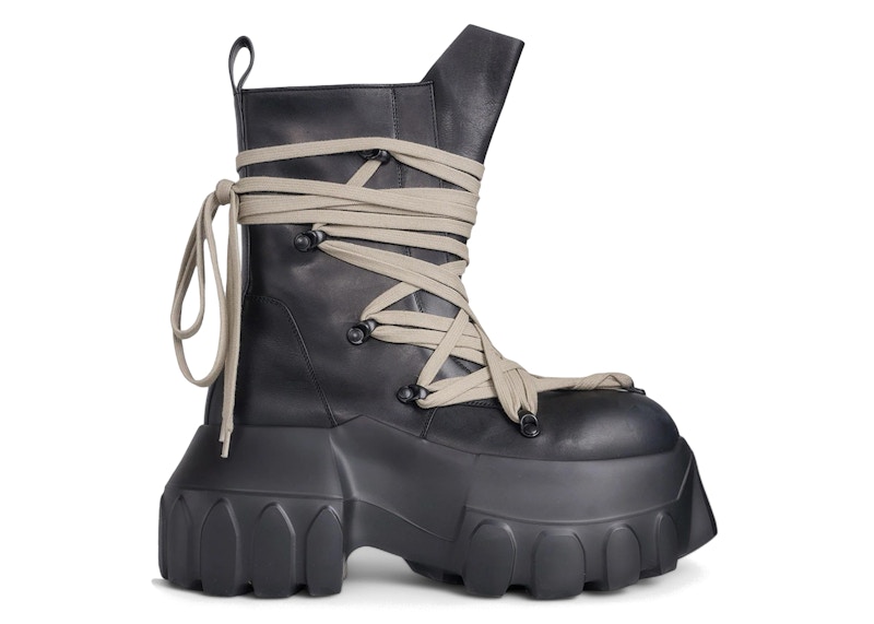 Rick Owens Hollywood Megalace Mega Tractor Boot Black Men's