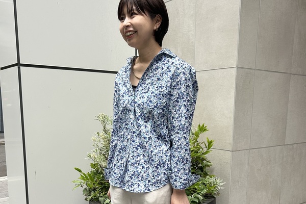 リバティ】紫陽花柄 スキッパーシャツ | 読む、鎌倉シャツ