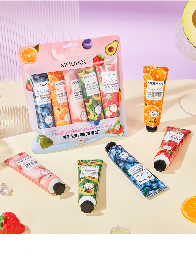 Wholesale Meidian Fruit Flavor Fragrance Hand Cream Bag Set