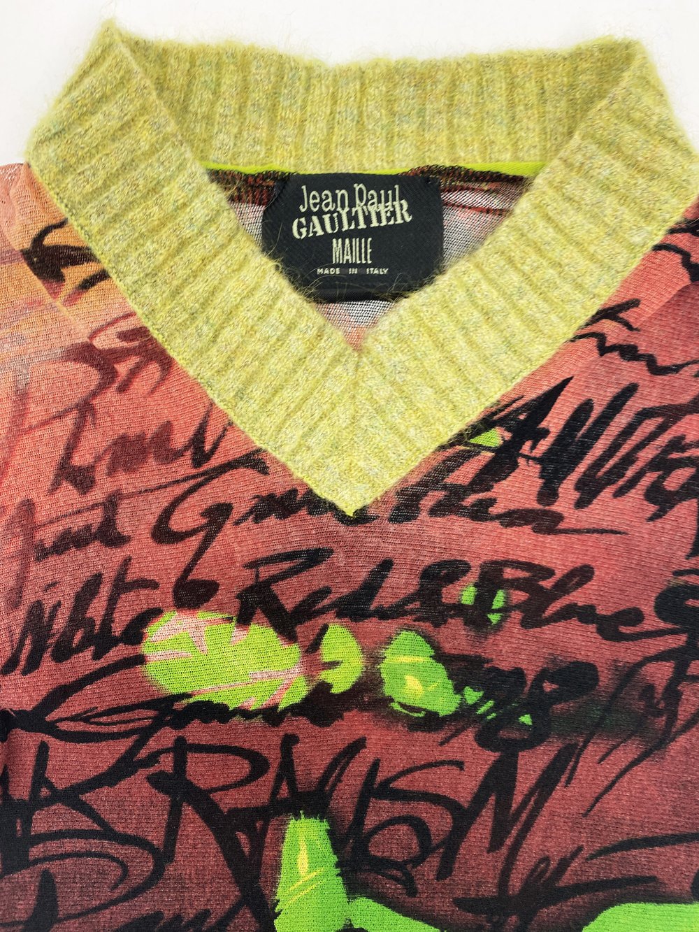 Jean Paul Gaultier 90s mesh top with knit trim — JAMES VELORIA