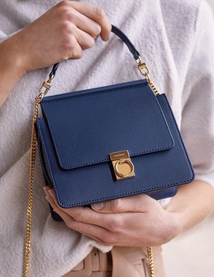 Polène Numéro Sept Mini Bag in Blue Textured Leather — UFO No More