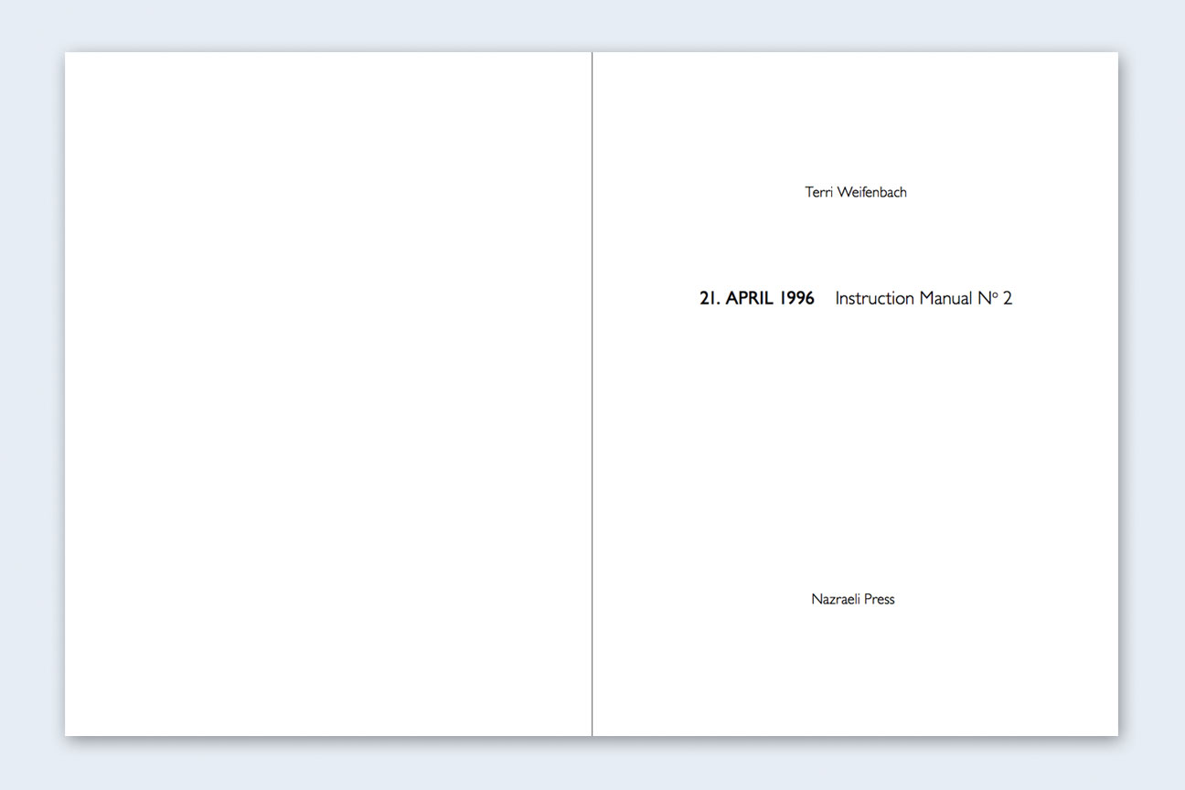 TERRI WEIFENBACH | One Picture Book #03: Instruction Manual No. 2